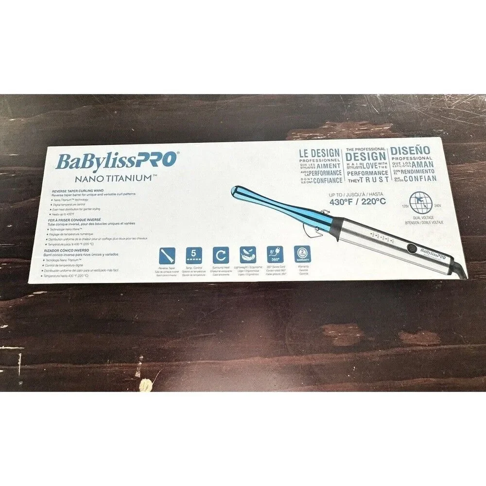 BaBylissPRO Nano Titanium Reverse Taper Curling Wand NEW